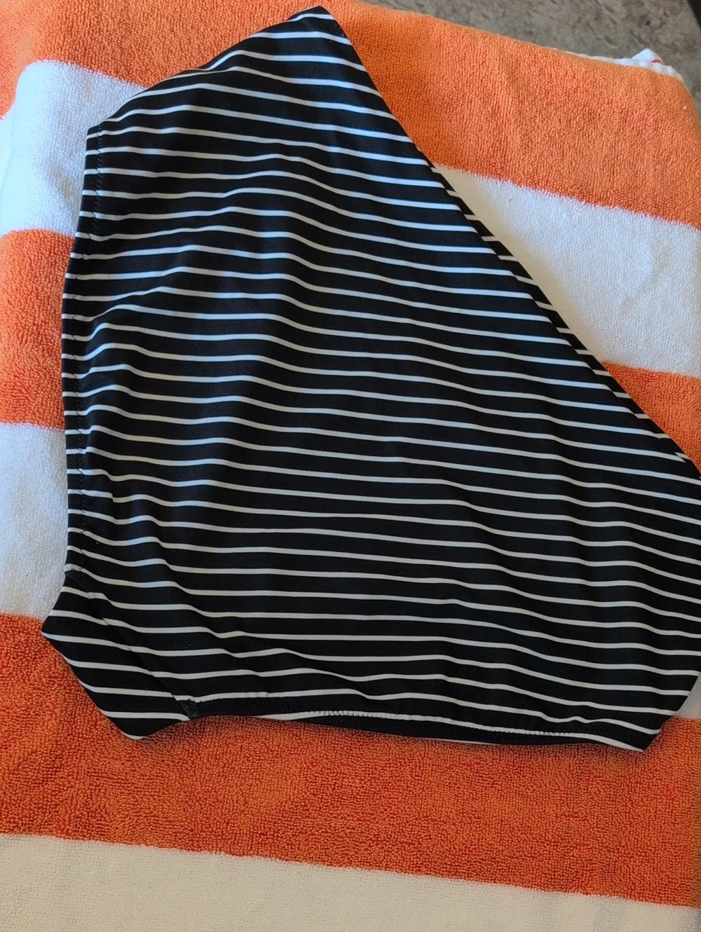 Athleta Black with White Diagonal Striped Swimsuit Bottoms